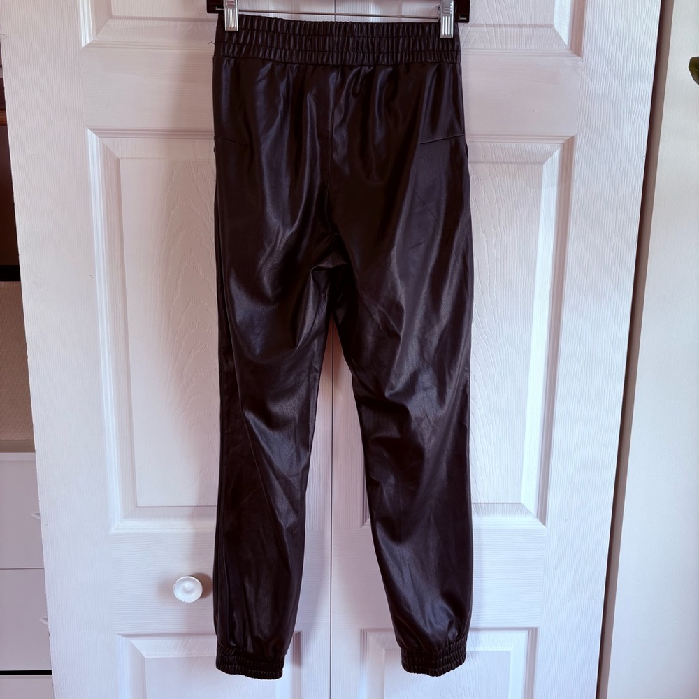 Joe’s Vegan Faux Leather High Rise Joggers Black S Smoked Pants Grunge - Picture 4 of 11